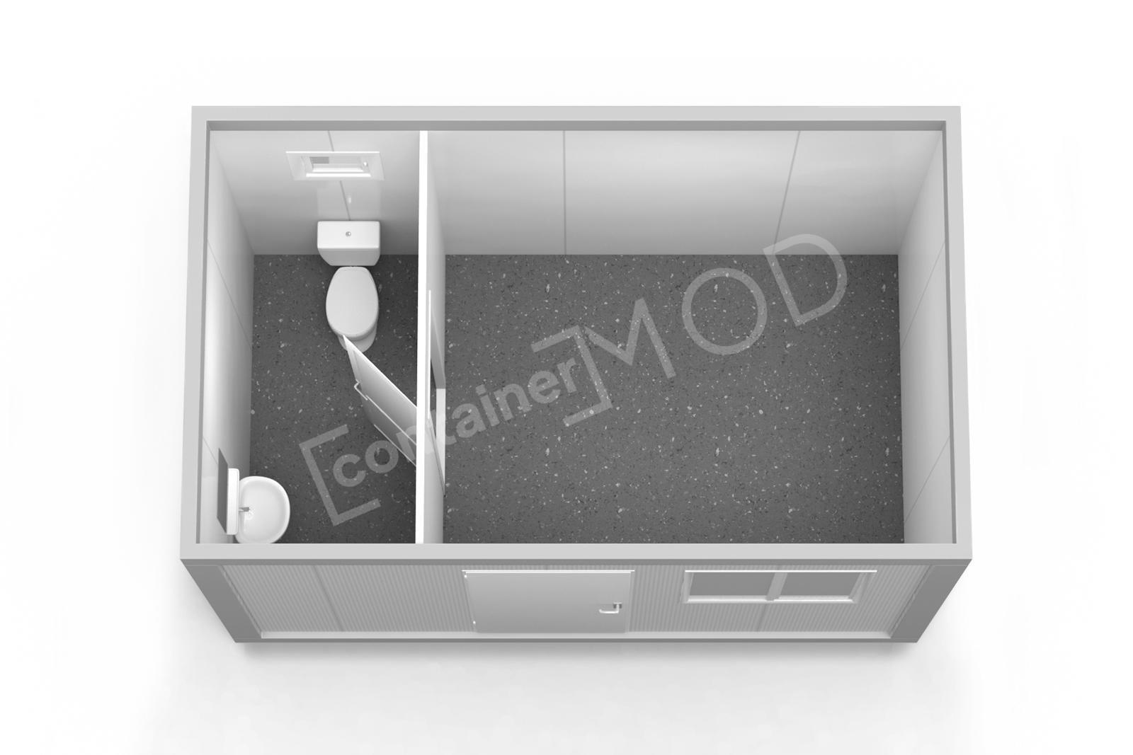 Container de Locuit 4m cu WC Alb 2 Geamuri ContainerMod