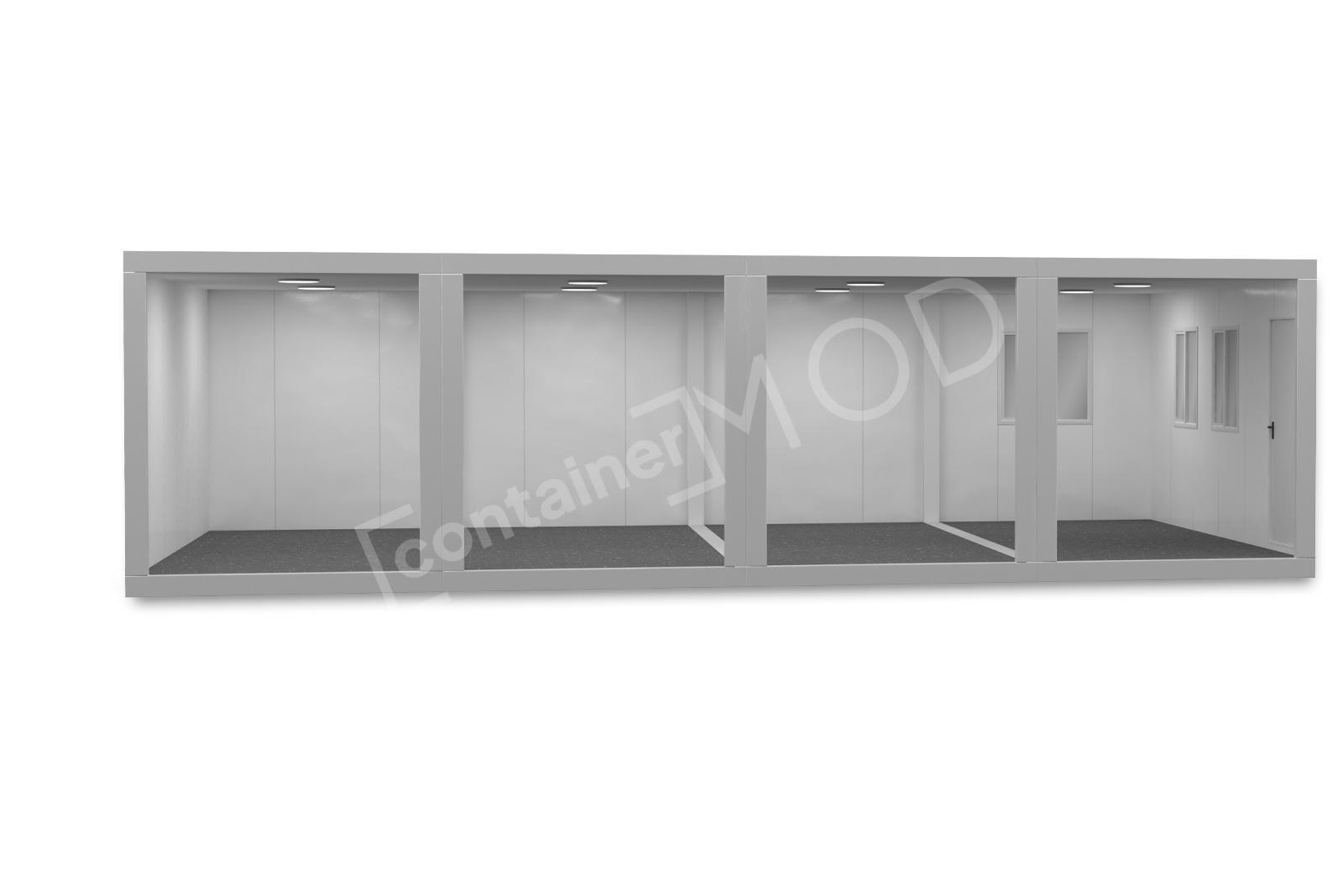 Container Modular 6x9.6m cu 1 Usa 3 Ferestre White ContainerMod