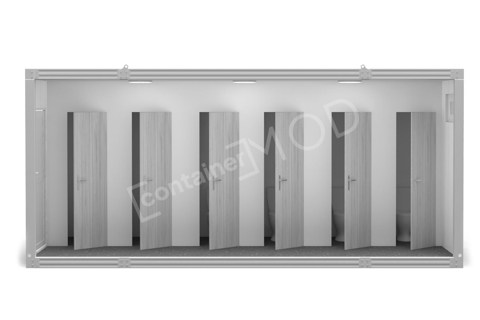 Container Sanitar 6m cu 6 WC  Alb ContainerMod