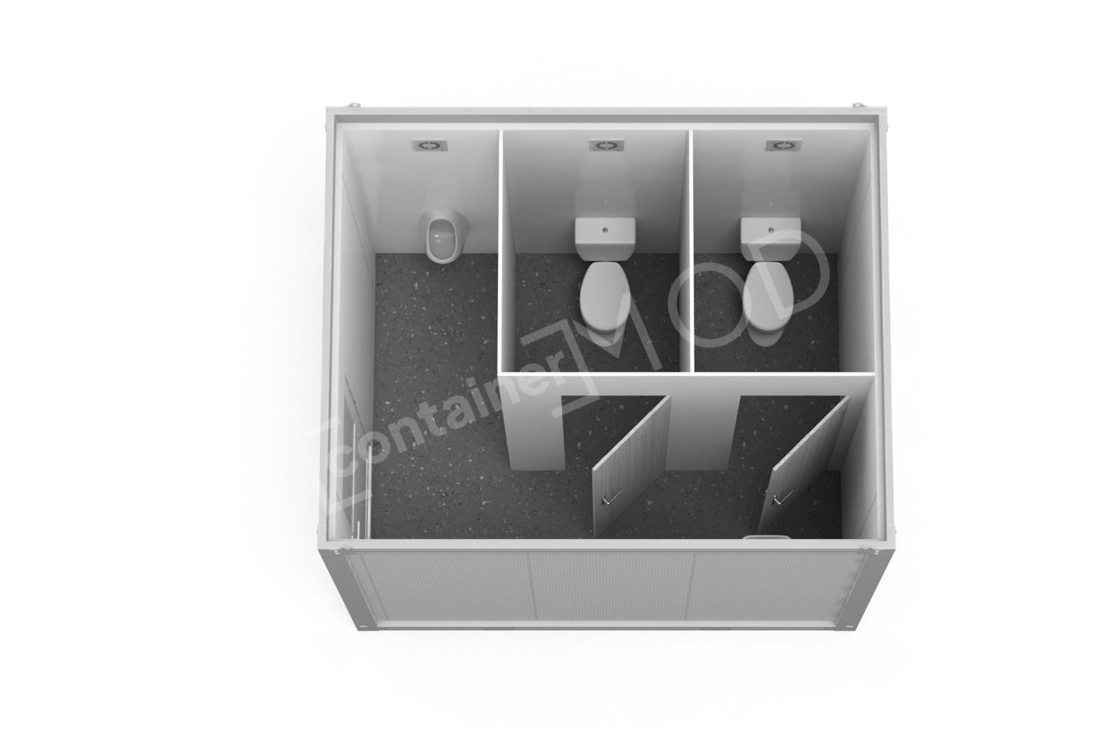 Container Sanitar 3m cu 2 WC, 1 Pisoar