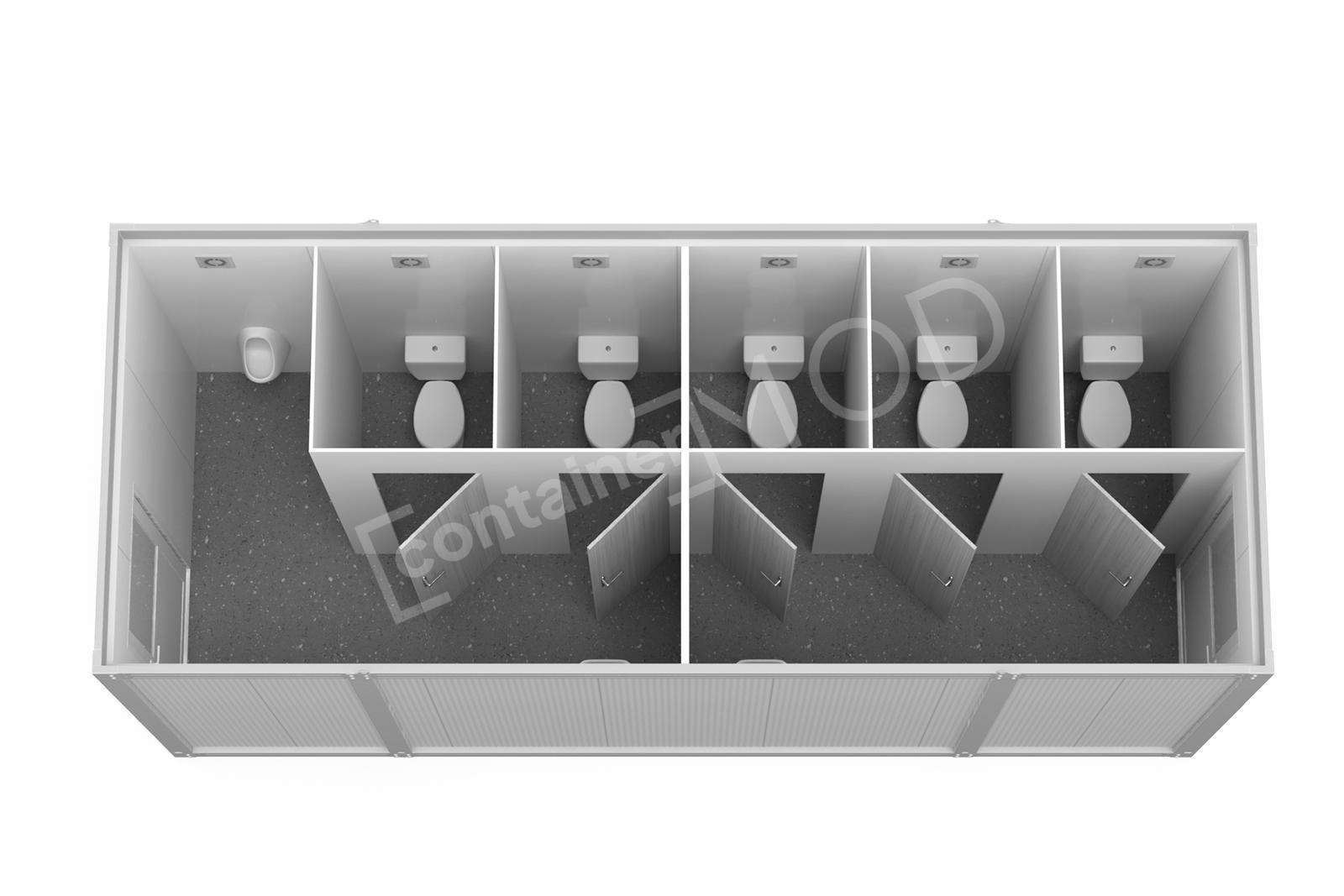 Container Sanitar 6m cu 5 WC 1 Pisoar cu 2 usi